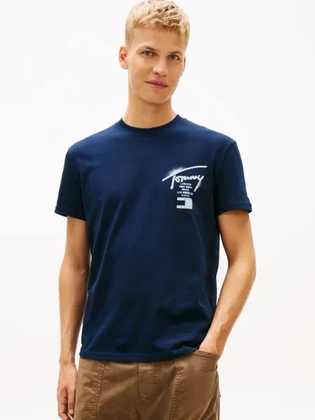 Tommy Jeans Majica CITY SIGN marine bela