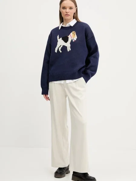 Hollister Co. spodnie szerokie high waist beżowy