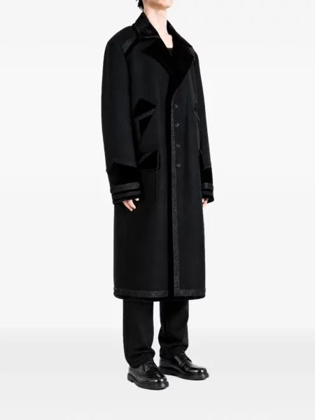 Кадифено палто Ann Demeulemeester бродирано черно