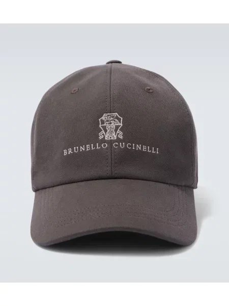 Șapcă Brunello Cucinelli din canvas cu autograf maro