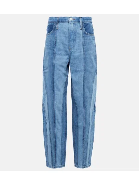 Jeansy Frame z wysoką talią w paski niebieskie