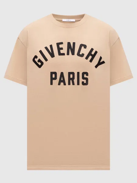 Футболка з нашивкою логотипа Givenchy бежева