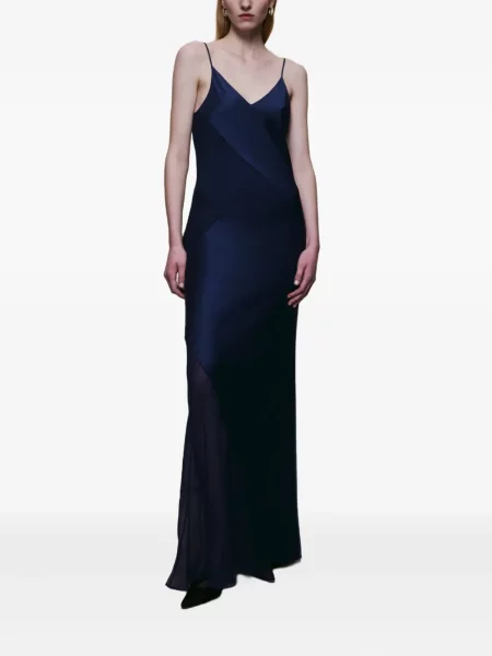 Rochie maxi Alejandra Alonso Rojas din satin albastru