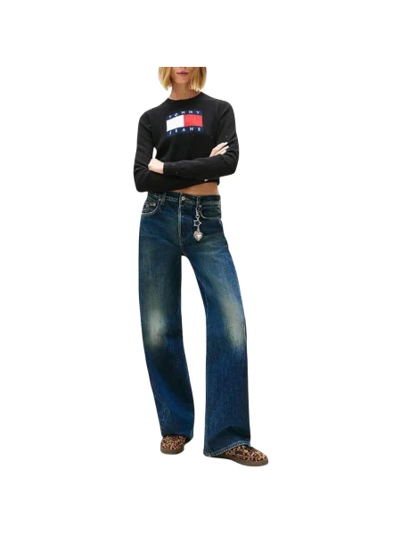 Tommy Jeans Sveter námornícka modrá / červená biela čierna