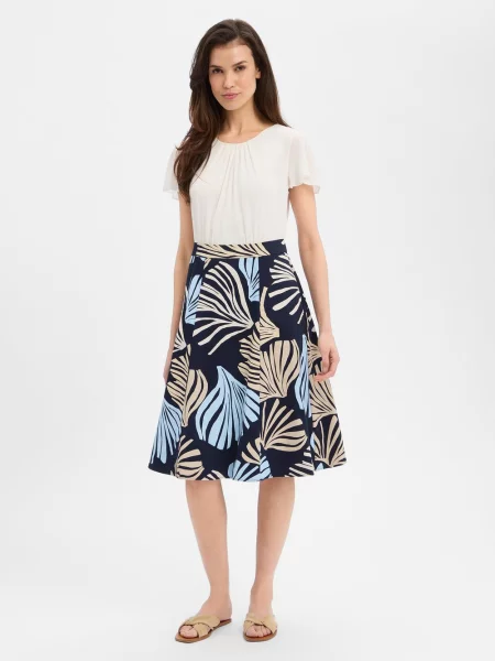 Taliowana sukienka casualowa z tasiemką w talii S.oliver Black Label biała