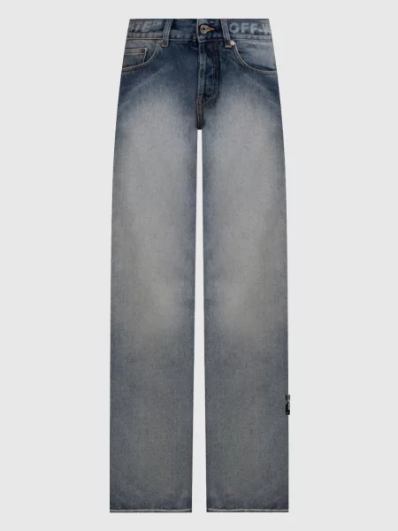 Джинсы Off-white с потертостями голубые