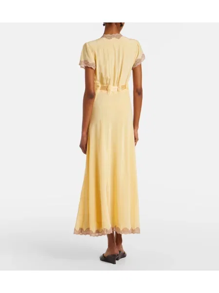 Rochie maxi Rixo de mătase galben