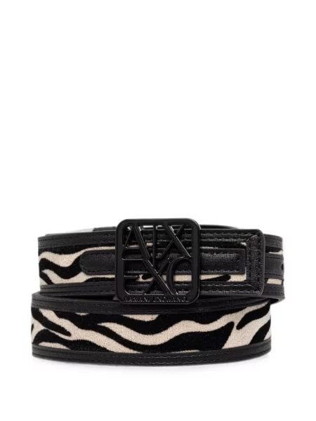 Curea Armani Exchange cu imagine cu cataramă cu model zebră negru