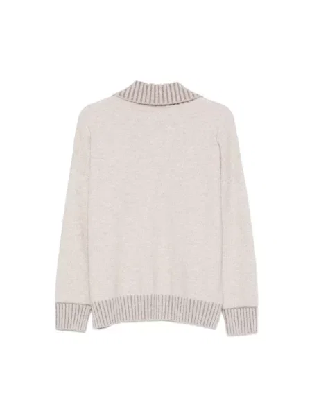 Sweter D.exterior wełniany w paski z paskiem beżowy