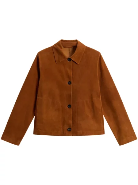 Geacă Woolrich din piele de căprioară portocaliu