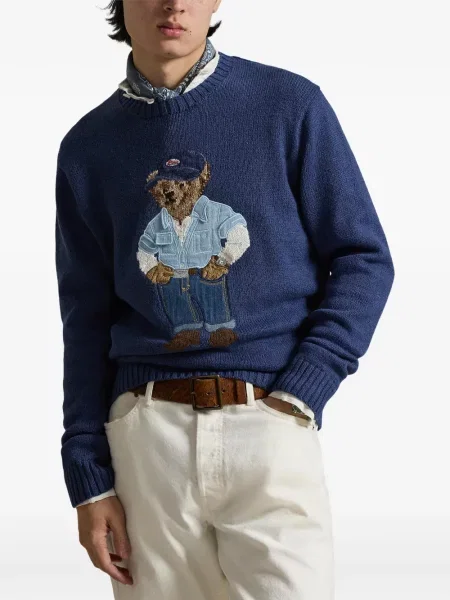 Șapcă Polo Ralph Lauren cu decolteu în V cu autograf în carouri albastru