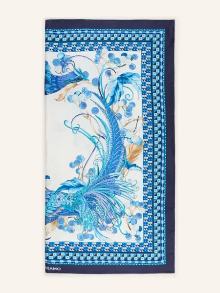 Ferragamo Jedwabna Chusta blau biała