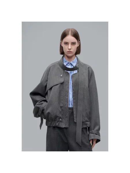 Kurtka bomber Victoria Beckham wełniany szary