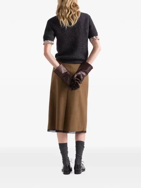 Scurt tricou polo Prada de lână maro