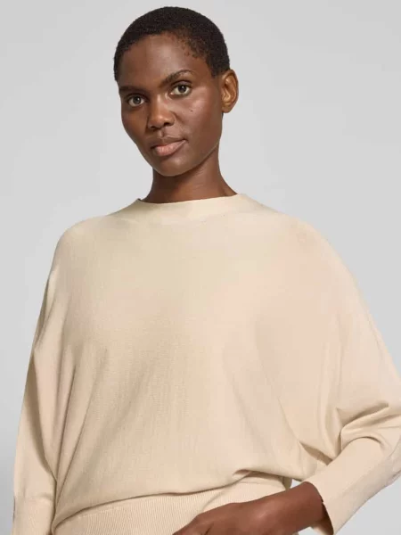 Sweter o kroju oversized z rękawami nietoperzowymi S.oliver Black Label beżowy
