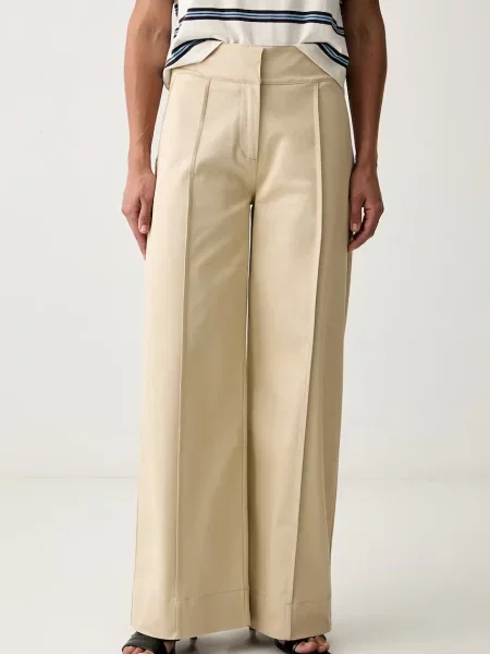 BOSS Orange pantaloni wide leg pentru femei din cu C_Tawide bej