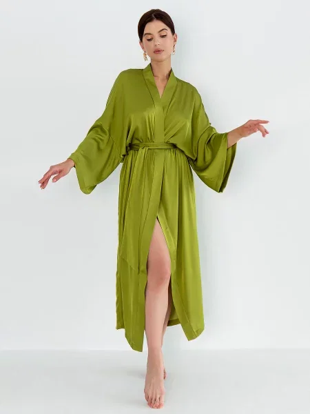Халат FORLY оливковий віскоза/шовк