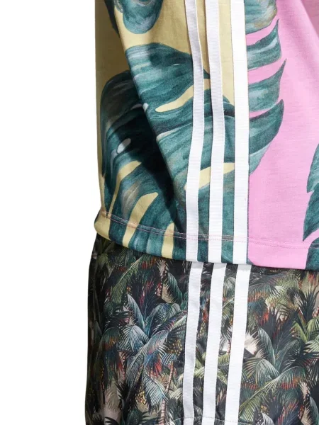 Legginsy Adidas do biegania z nadrukiem z dekoltem w serek czerwone