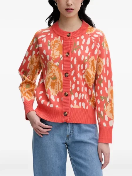 Cardigan Never Fully Dressed cu model floral tricotate cu imagine portocaliu