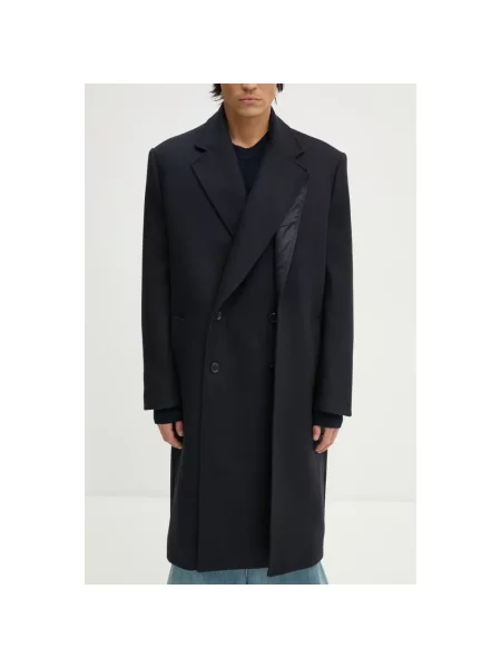 Y/Project płaszcz wełniany DOUBLE FRONT COAT niebieski