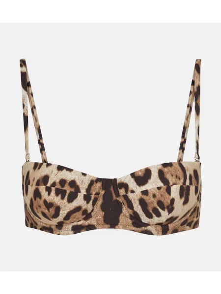 Компект бикини Dolce&gabbana с принт с леопардов принт кафяво