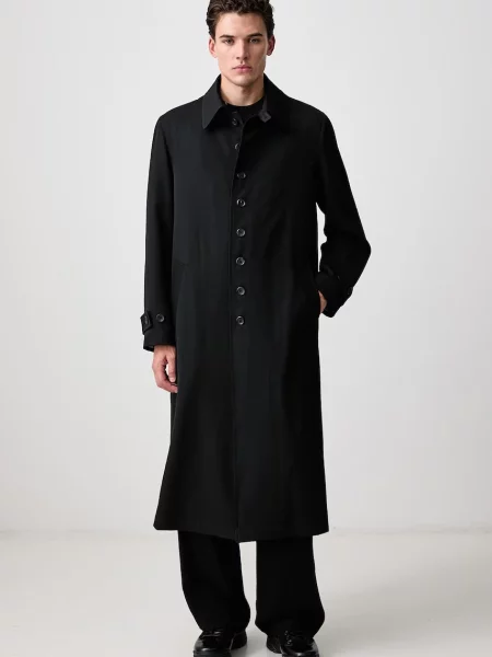Yohji Yamamoto STAND COLLAR palton din lână pentru bărbați