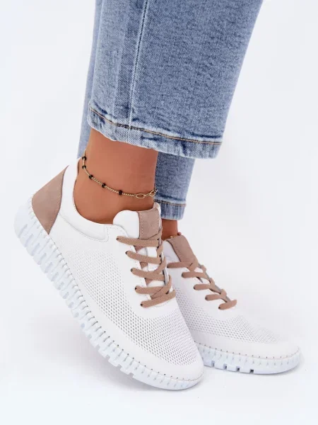 Mocasini Artiker din piele alb