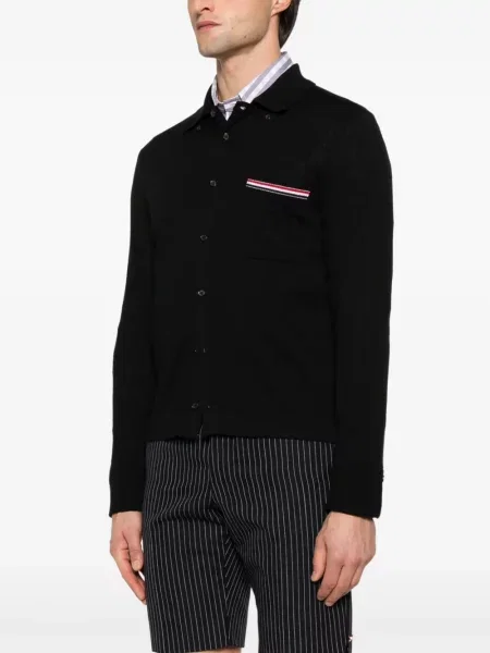 Cardigan Thom Browne de lână cu dungi negru