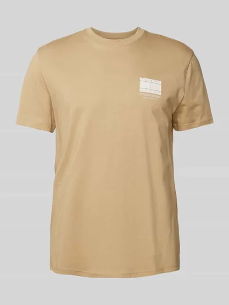T-shirt z nadrukiem z logo Tommy Jeans beżowa