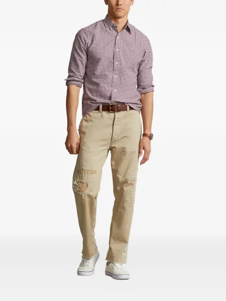 Tricou polo Polo Ralph Lauren cu glugă cu blană cu broderie roșu