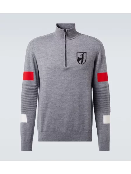 Volneni polovična zadrga pulover Toni Sailer siva