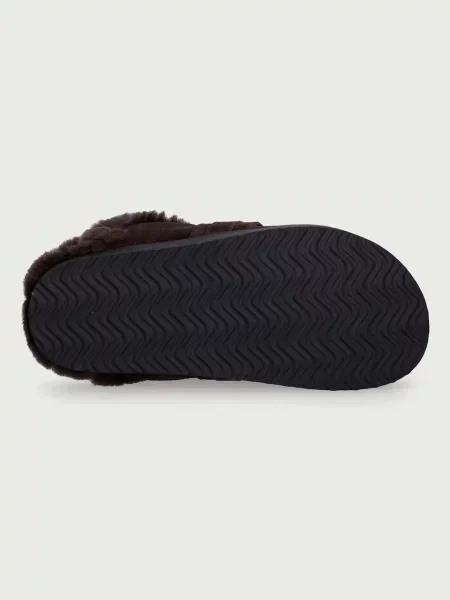 Nokwol капці шкіряні Toby Brown Suede Shearling коричневі