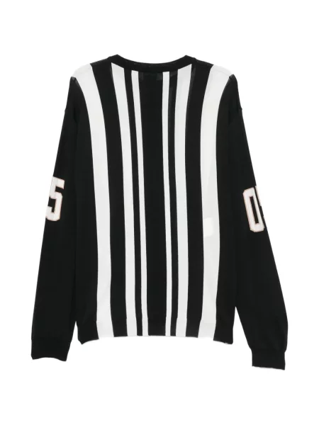 Pulover Moschino cu dungi cu autograf negru