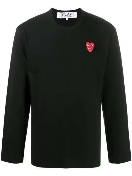 Tricou Comme Des Garcons Play cu broderie cu motiv cu inimi negru