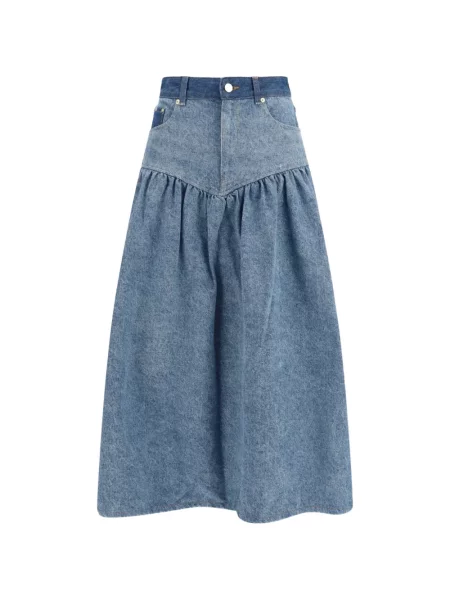 Fustă din denim Ganni albastru