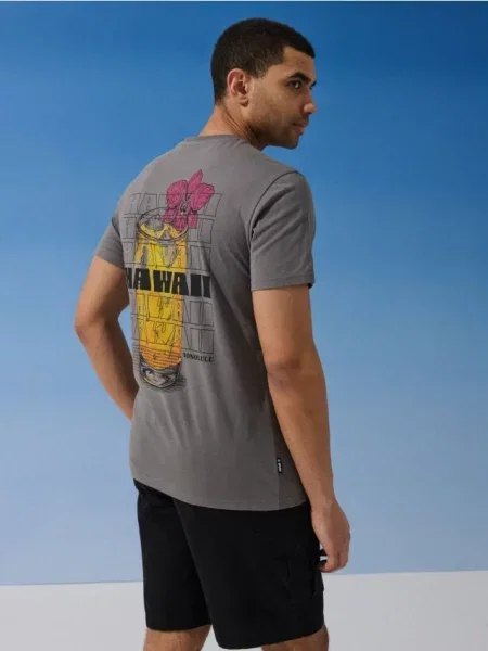 Sinsay tričko s nápisem Hawai šedá