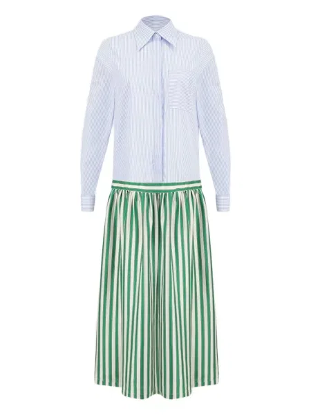Rochie tip cămașă Paula cu dungi de costum albastru