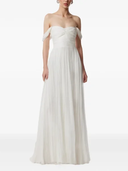 Rochie maxi Framboise plisată de costum alb