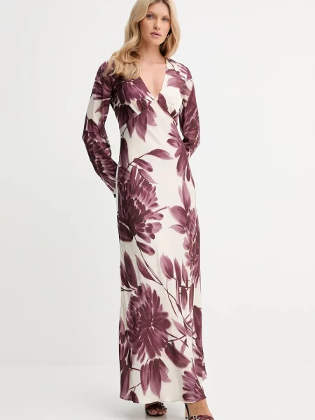 Twinset sukienka maxi rozkloszowana beżowy