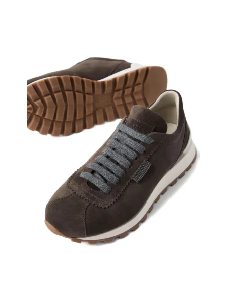 Sneakersy Brunello Cucinelli wiązane brązowe