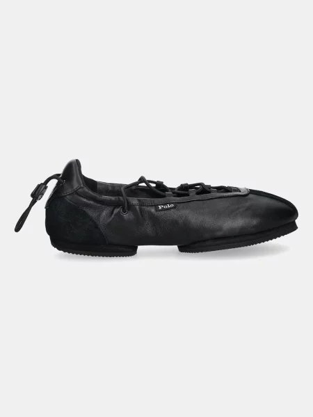 Polo Ralph Lauren baleriny skórzane Ballerina Lace Up czarny