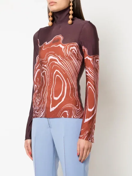 Top Ellery cu imagine cu imprimeu abstract violet
