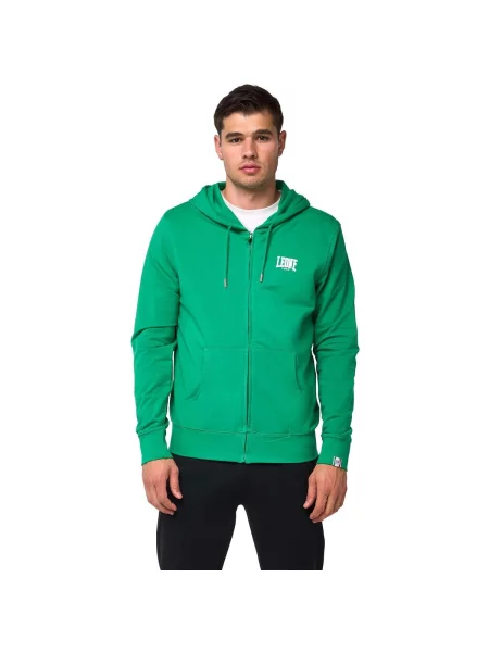 Mikina na zips Leone 1947 s autogramom zelená