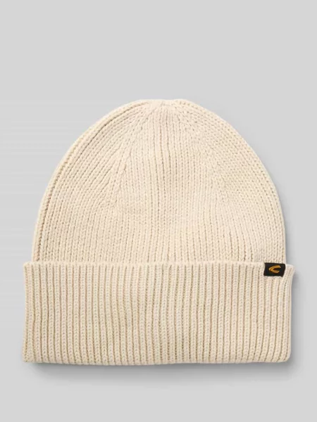 Czapka beanie z szerokim brzegiem i detal z logo Camel Active biała