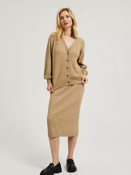 Fustă Moodo tricotate bej