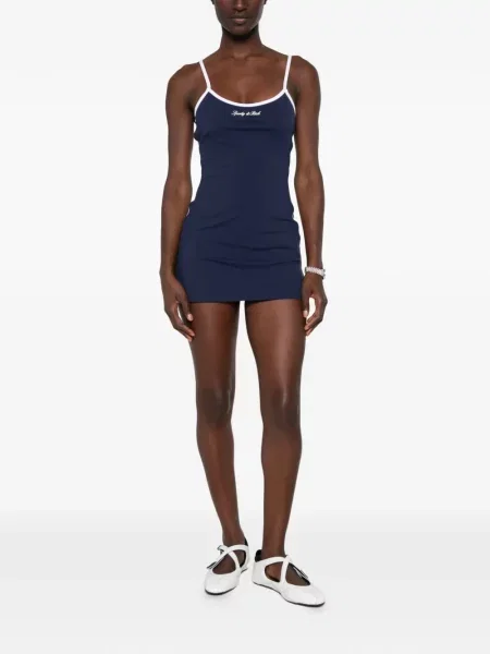 Rochie mini Sporty & Rich cu autograf albastru