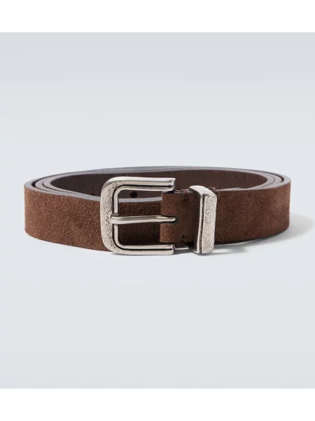 Cu centură curea Brunello Cucinelli din piele de căprioară maro