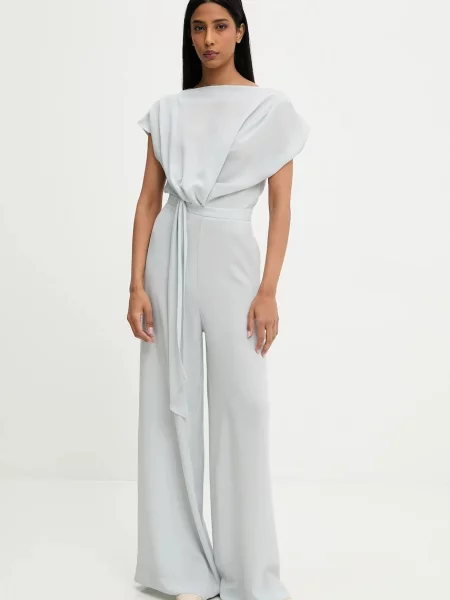 Answear Lab kombinezon z dekoltem okrągłym niebieski