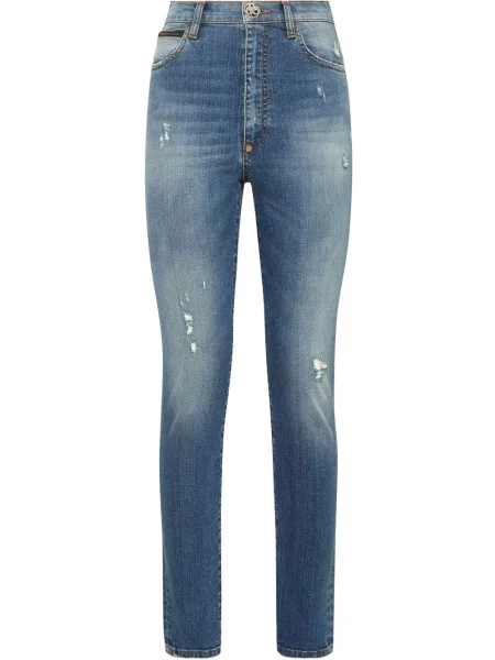 Blugi skinny Philipp Plein cu talie înaltă rupți