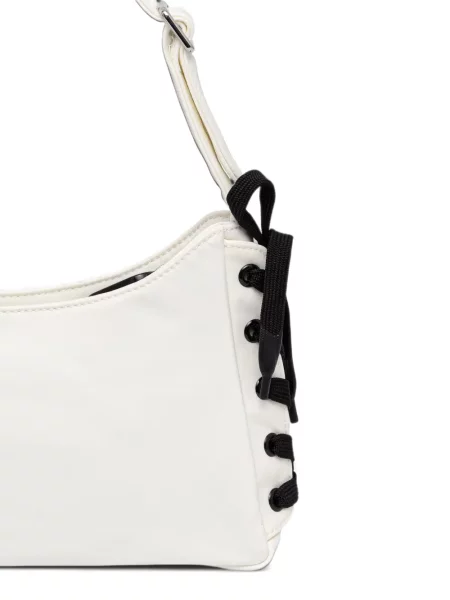 Τσάντα shopper Karl Lagerfeld Jeans με κορδόνια με δαντέλα με αυτόγραφο λευκό
